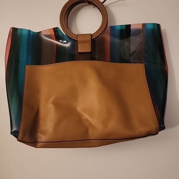 Vince Camuto PVC/ Leather Top Handle Tote Handbag - Picture 2 of 13